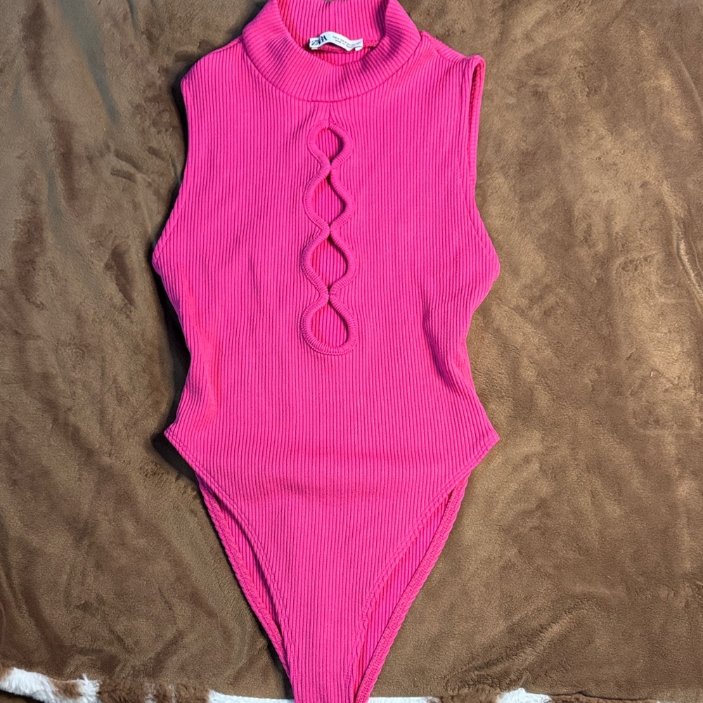 Zara Hot Pink Sleeveless Bodysuit
